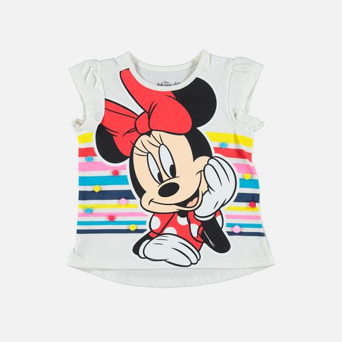 Camiseta de niña, manga corta, blanca de Minnie Mouse ©Disney