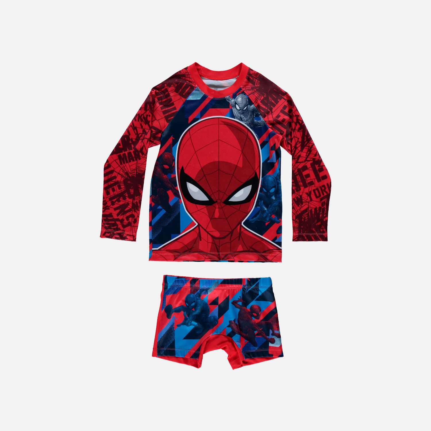 financiero total pintar Conjunto de baño de Spiderman manga larga roja para niño - Tienda Online MIC