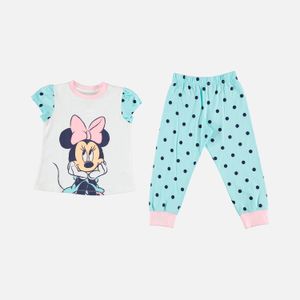 Pijama de niña, manga corta/pantalón largo, azul/blanca de Minnie Mouse ©Disney