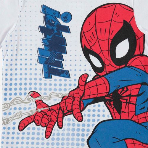 Camiseta de SpiderMan estampada blanca roja y azul para bebé niño