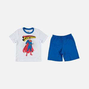 Pijama de niño,manga corta/pantalón corto blanco/azul de Superman Dc Comics