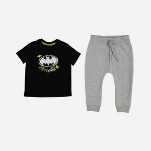 Conjunto de bebé niño, manga corta/pantalón largo, gris/negro de Batman Dc Comics