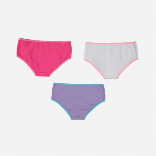 Pack x3 panties para niña, rosado/morado/blanco de Mic