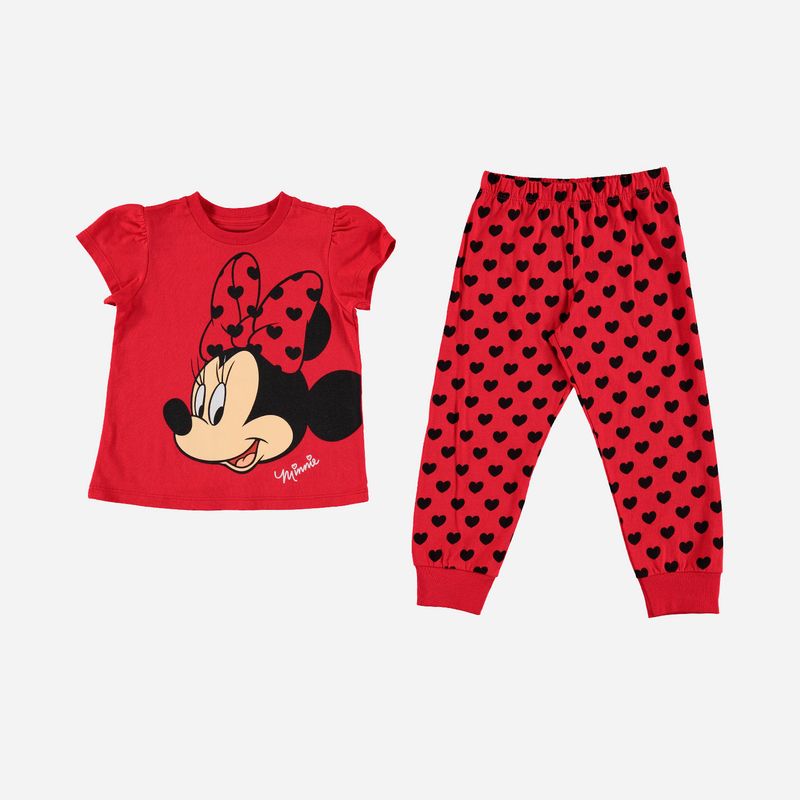 Pijama de niña, manga corta/pantalón largo, roja/negra de Minnie Mouse ©Disney - Tienda MIC