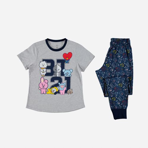 Pijama de teen niña, manga corta/pantalón largo, multicolor de Mic