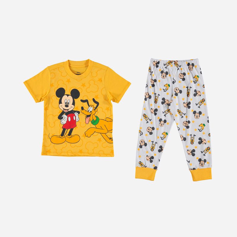 búnker Adepto contrabando Pijama de niño, manga corta/pantalón largo amarillo/blanca de Mickey Mouse  ©Disney