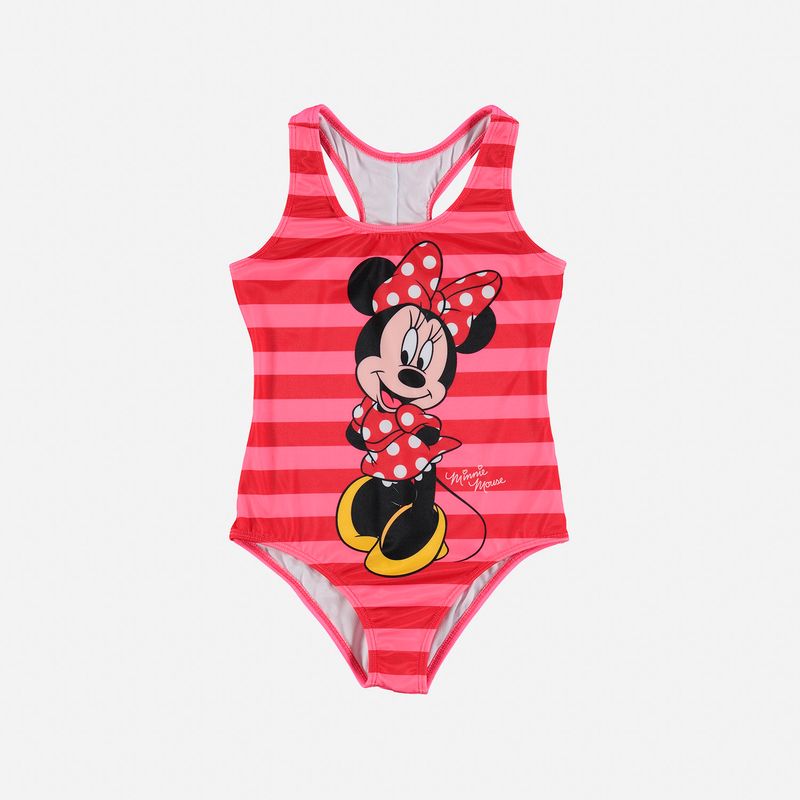 Vestido de baño de niña, manga sisa rosado de Minnie Mouse