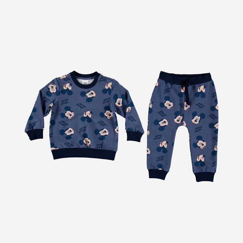 Embutido tallarines estante Conjunto de bebe niño ,manga larga/pantalón largo azul de Mickey Mouse  ©Disney