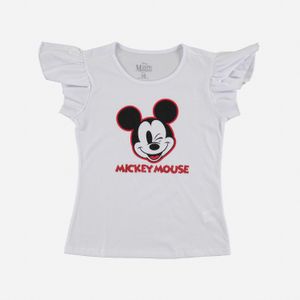 Camiseta de niña, manga corta blanca de Mickey