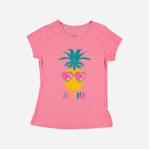 Camiseta de niña, manga corta  rosada de Mic