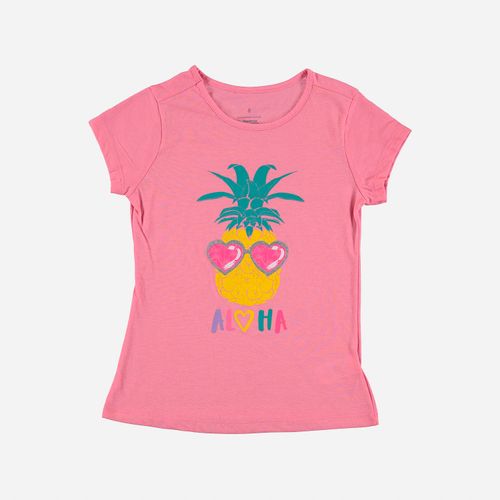 Camiseta de niña, manga corta  rosada de Mic