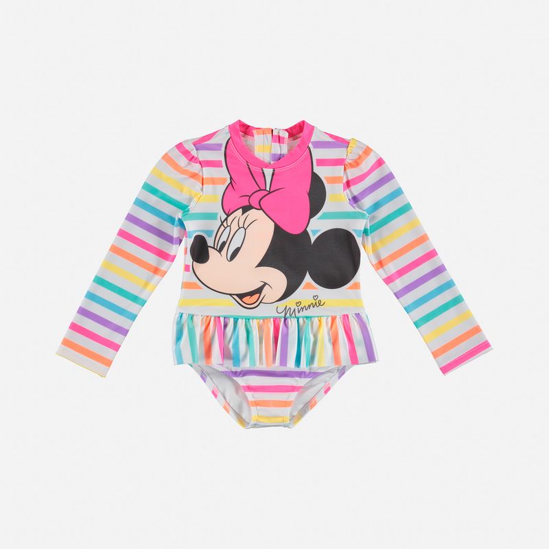 Vestido de baño entero de niña, manga multicolor de Minnie Mouse ©Disney Online MIC