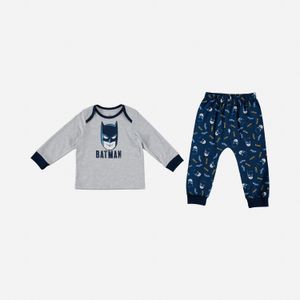 Pijama  de bebé niño, manga larga/pantalón largo gris/azul de Batman Dc Comics