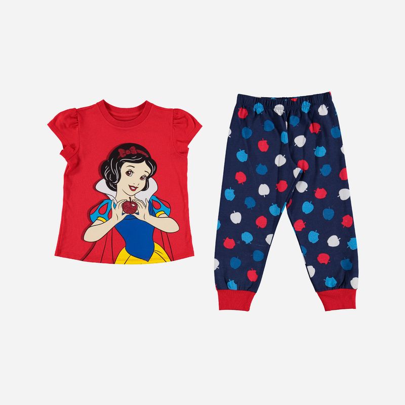 Pijama de niña, manga corta/pantalón largo roja/azul ©Disney