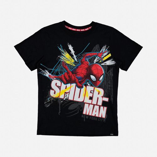 Camiseta de niño, manga corta negra  de Spider-Man ©Marvel