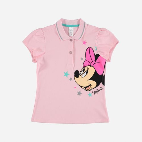 Camiseta tipo polo de niña, manga corta palo de rosa de Minnie Mouse ©Disney