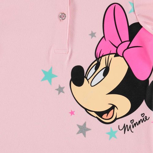 Camiseta tipo polo de niña, manga corta palo de rosa de Minnie Mouse ©Disney