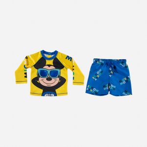 Conjunto baño de bebé niño, manga larga/pantalón corto amarillo/azul de Mickey Mouse ©Disney