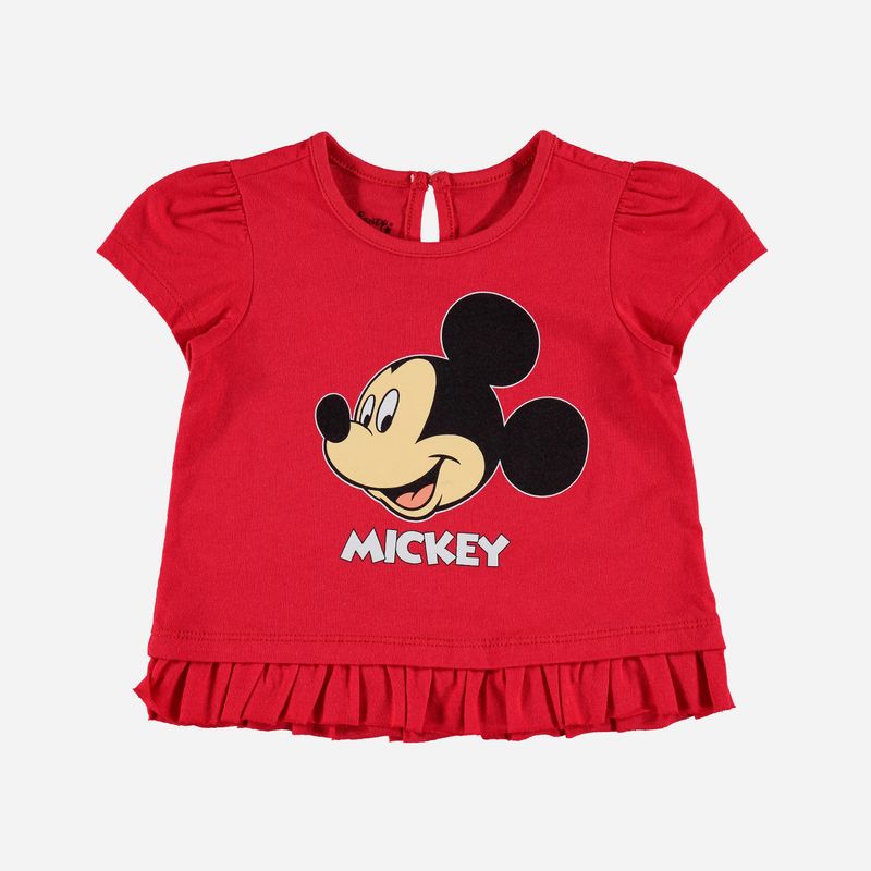 Camiseta de bebé niña, manga roja de Mickey Mouse ©Disney