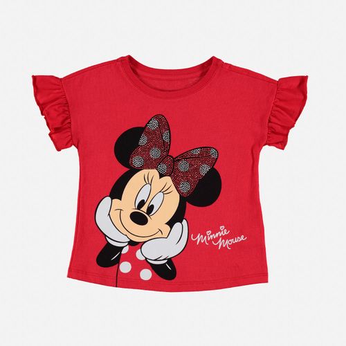 Camiseta de Minnie roja estampada para bebé niña