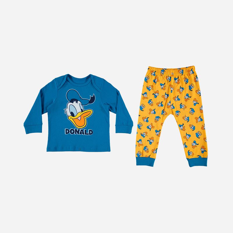Pijama bebé niño, manga larga/pantalón largo amarilla/azul de