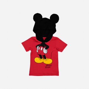 Camiseta de niño, manga corta roja/negra de Mickey Mouse ©DISNEY