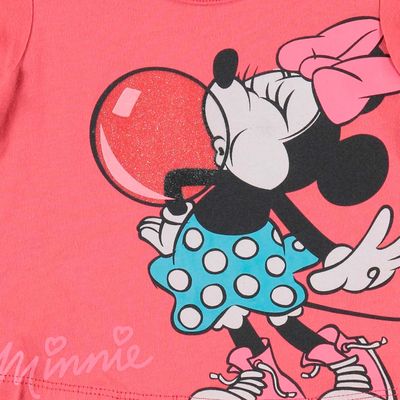 Camiseta de bebe niña, manga corta  coral de Minnie Mouse ©Disney