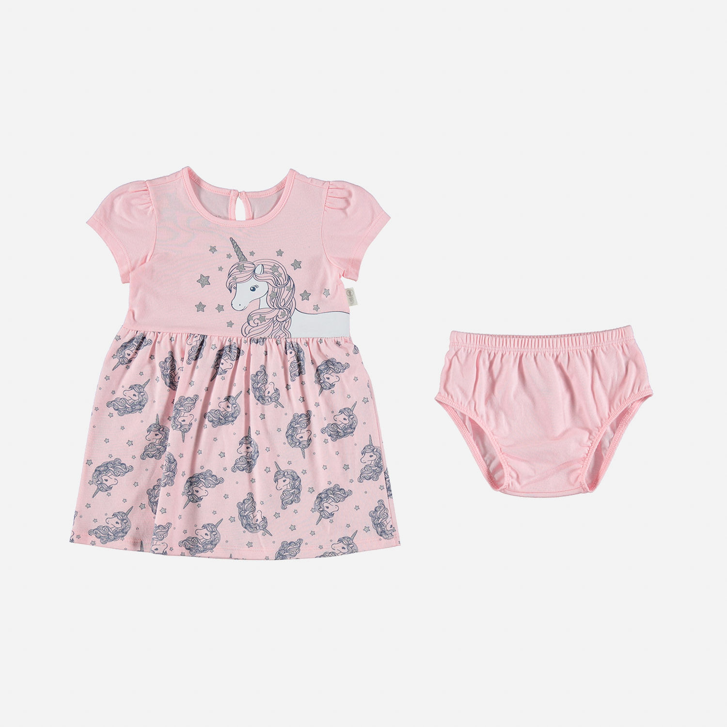 Vestido de bebe niña, manga corta rosado de Littlemic