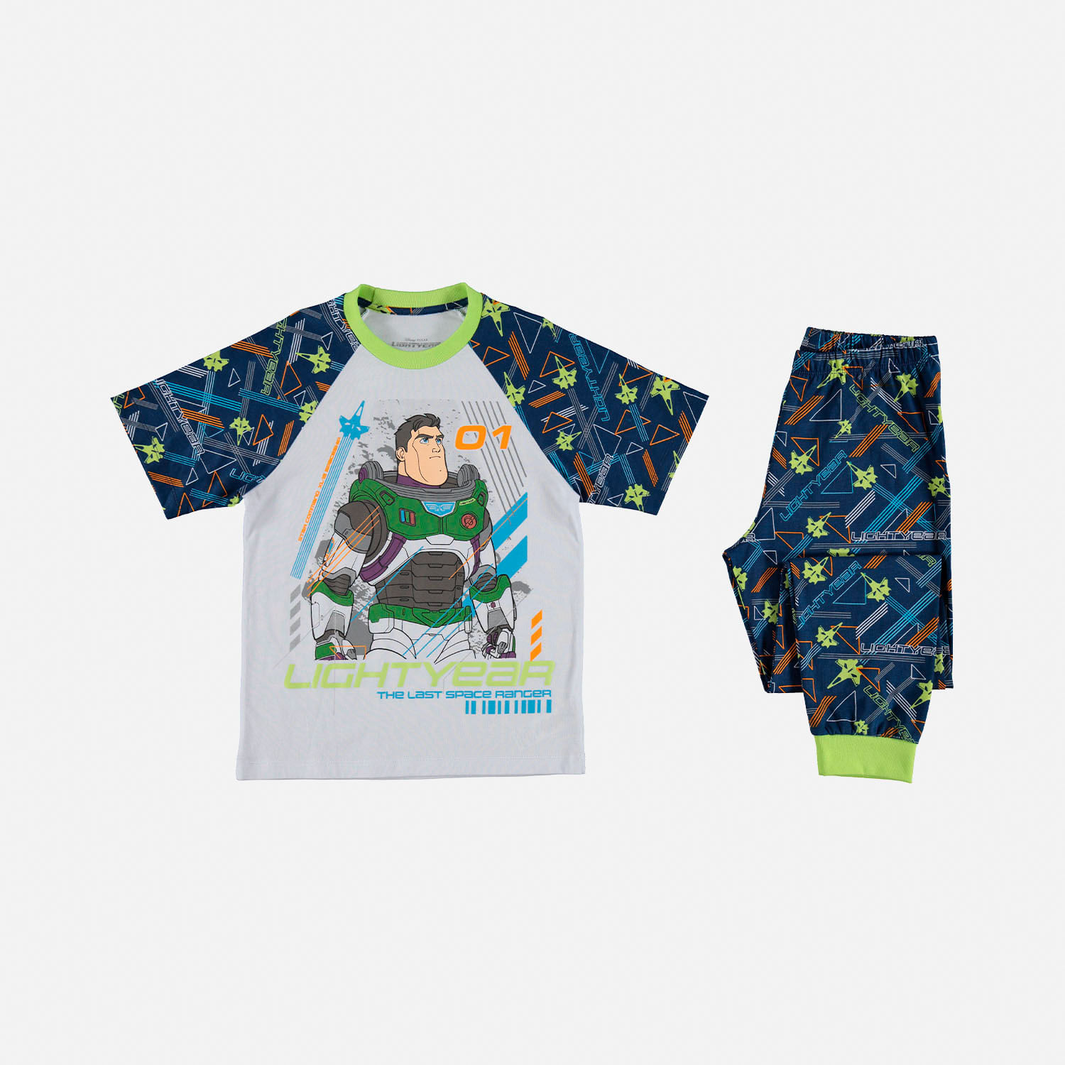 Pijama de manga corta/ pantalón largo blanca/azul/verde de Buzz Lightyear