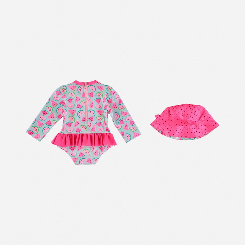 Vestido de baño LittleMic con gorro azul y fucsia para bebé niña - Tienda Online MIC