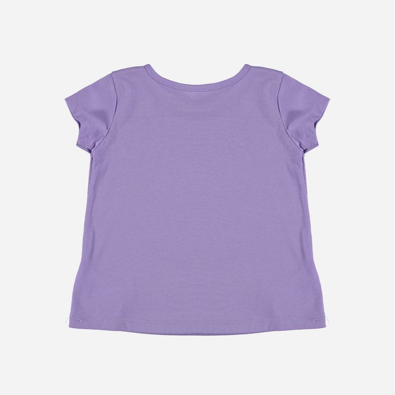 Camiseta de niña ,manga corta morada de LittleMic