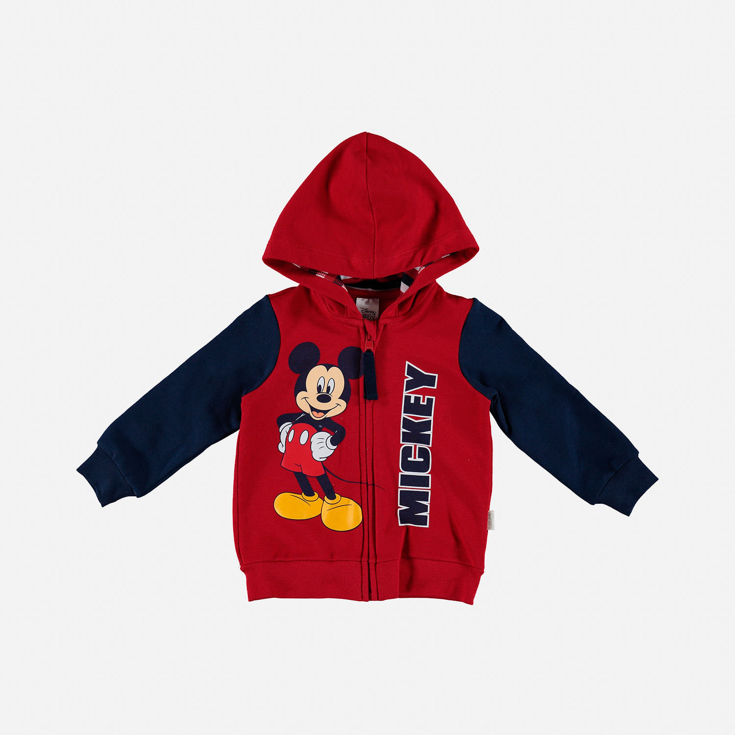 Buzo de Mickey Mouse rojo y oscuro con capucha para bebé niño