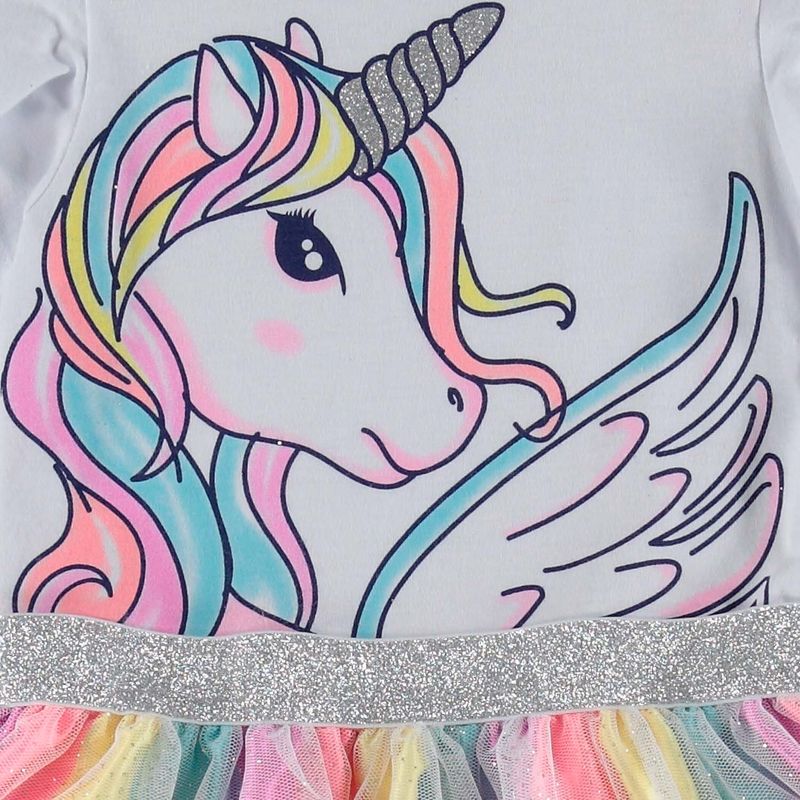 Vestido blanco y rosado de unicornio para niña de 2T a 5T - Tienda Online  MIC