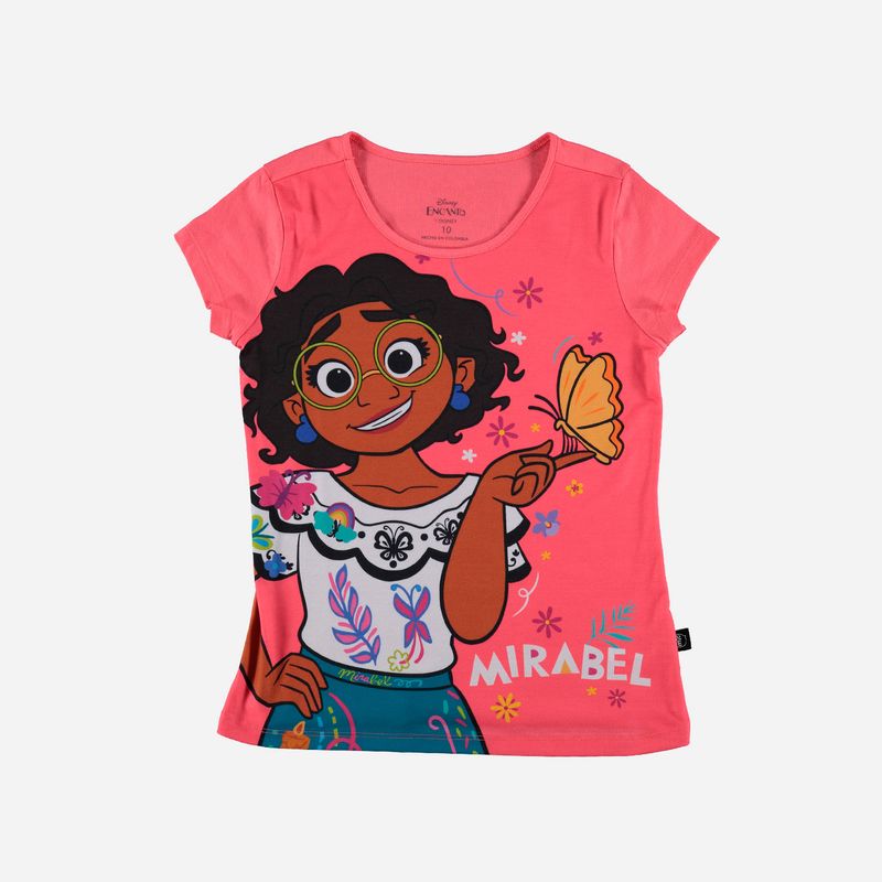 Camiseta de niña, manga corta rosada de Encanto - Tienda Online MIC
