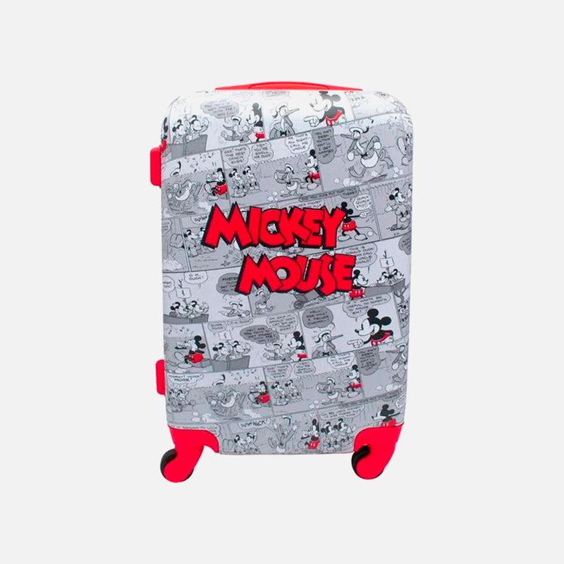 Maleta de viaje con ruedas para niño, gris/roja de Mickey Mouse