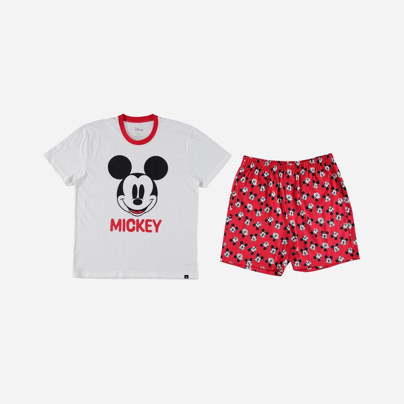 Pijama para hombre de pantal n corto blanco rojo de Mickey Mouse