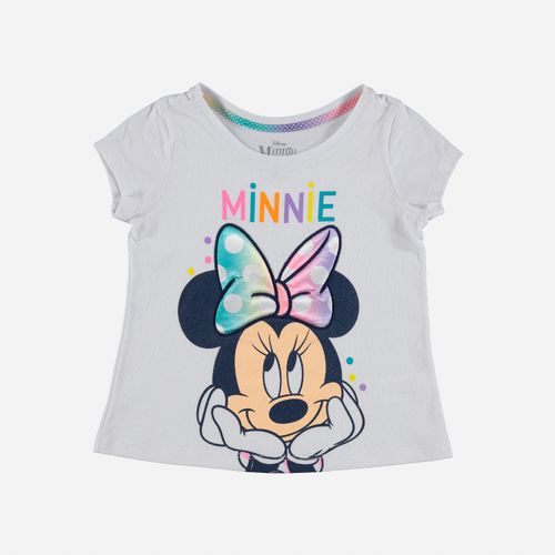 Camiseta de Minnie blanca estampada para bebé niña