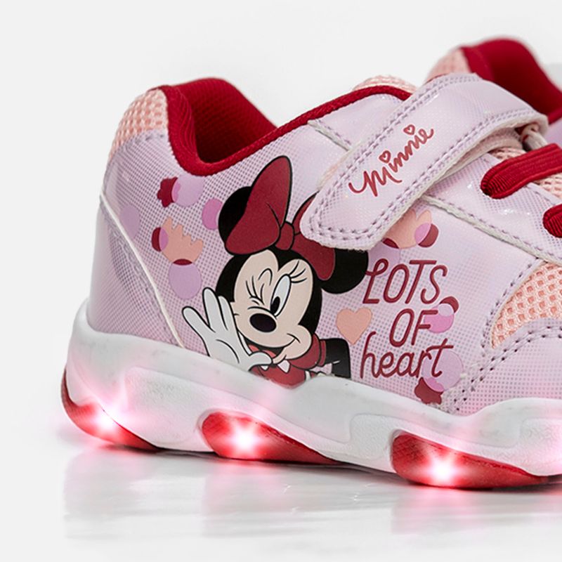 Tenis con luces de niña, blanco/rosado de Minnie Mouse ©Disney