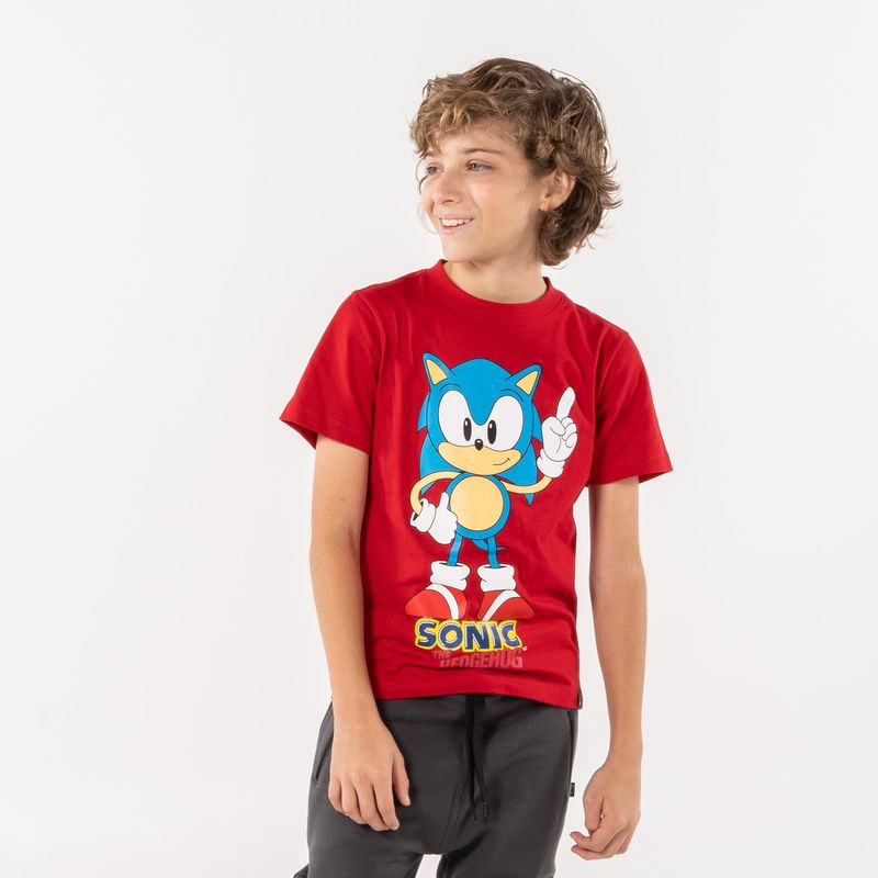 sitio Desesperado Escupir Camiseta de Modern Sonic manga corta roja para niño