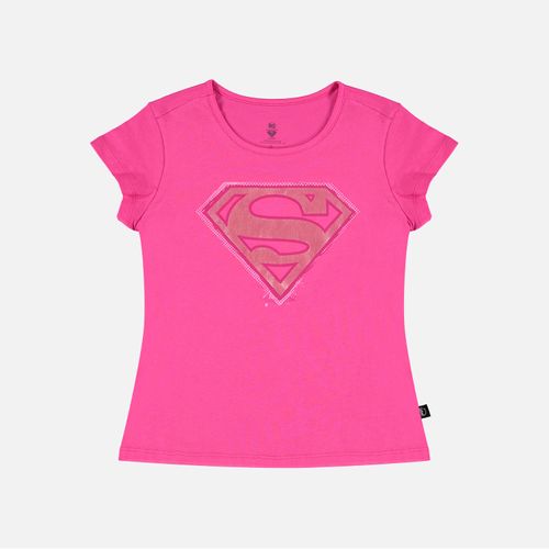 Camiseta de niña, manga corta fucsia de Superman
