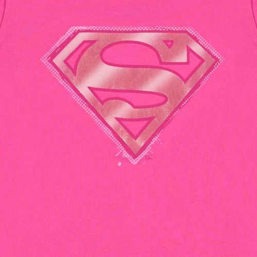 Camiseta de niña, manga corta fucsia de Superman