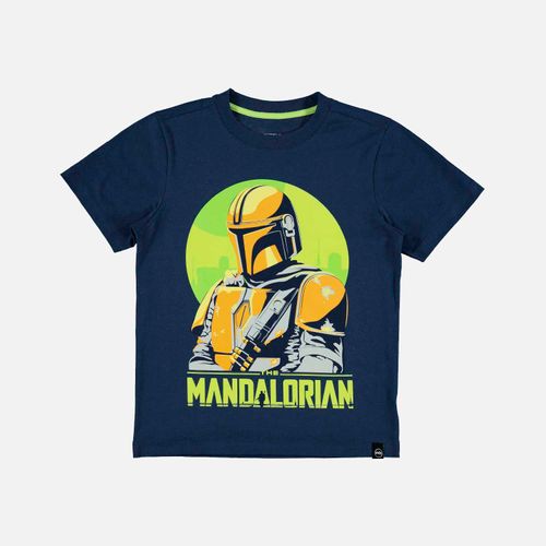 Camiseta de Mandalorian manga corta azul oscuro para niño