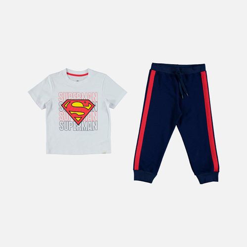 Conjunto para niño, de pantalón largo blanco/azul de Superman