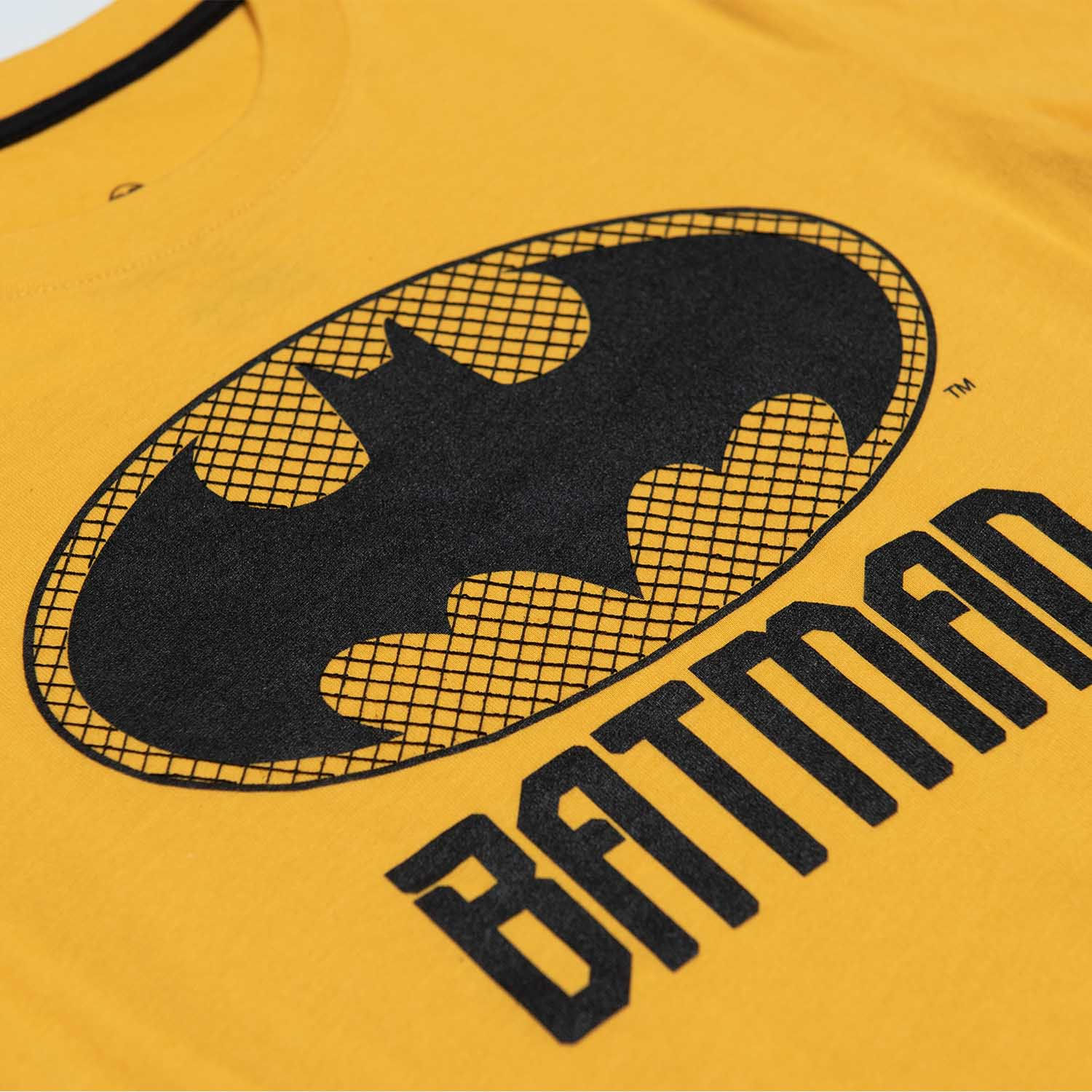 Camiseta de niño, manga corta amarilla de Batman