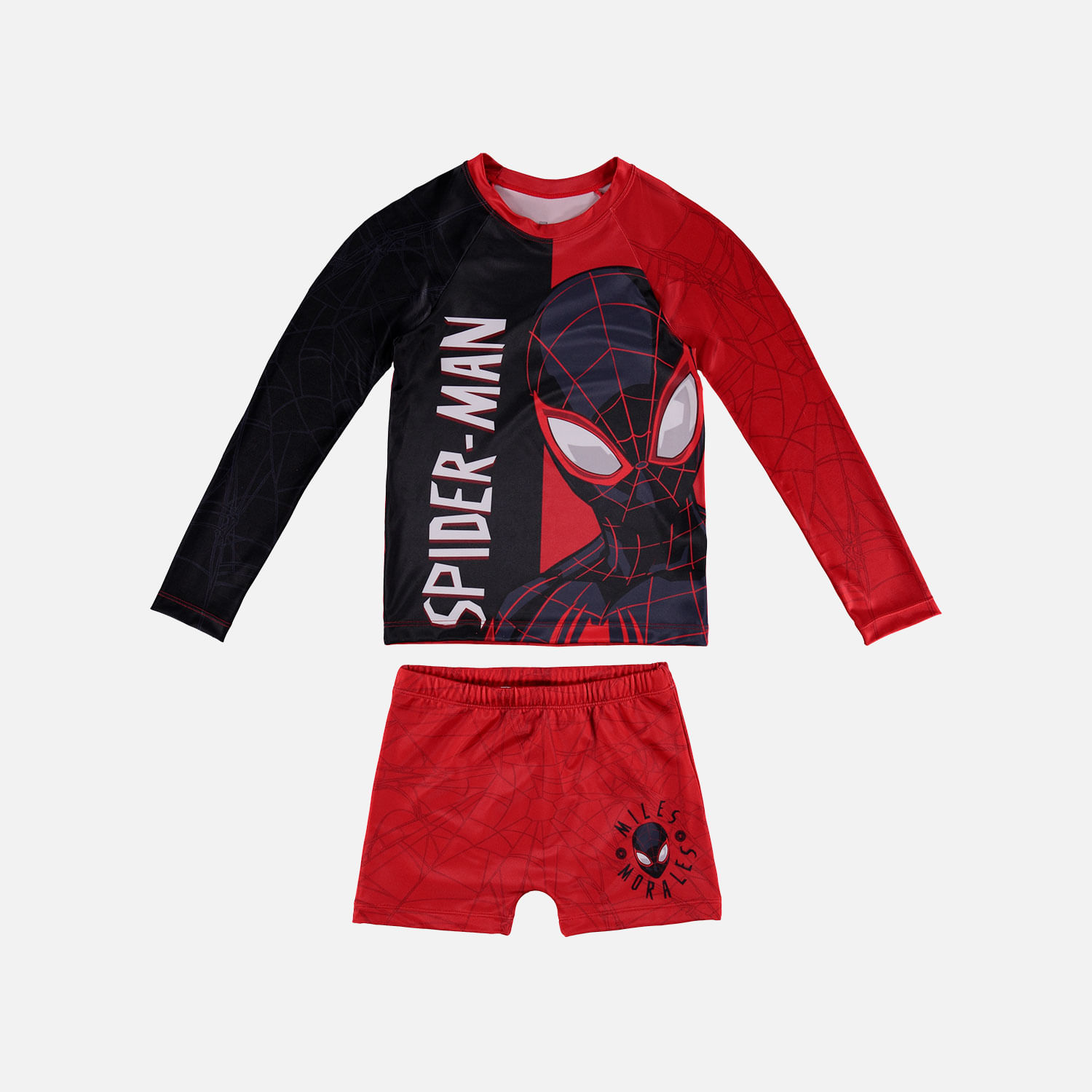 Idear Embotellamiento Excesivo Conjunto de baño Spiderman rojo y negro manga larga para niño
