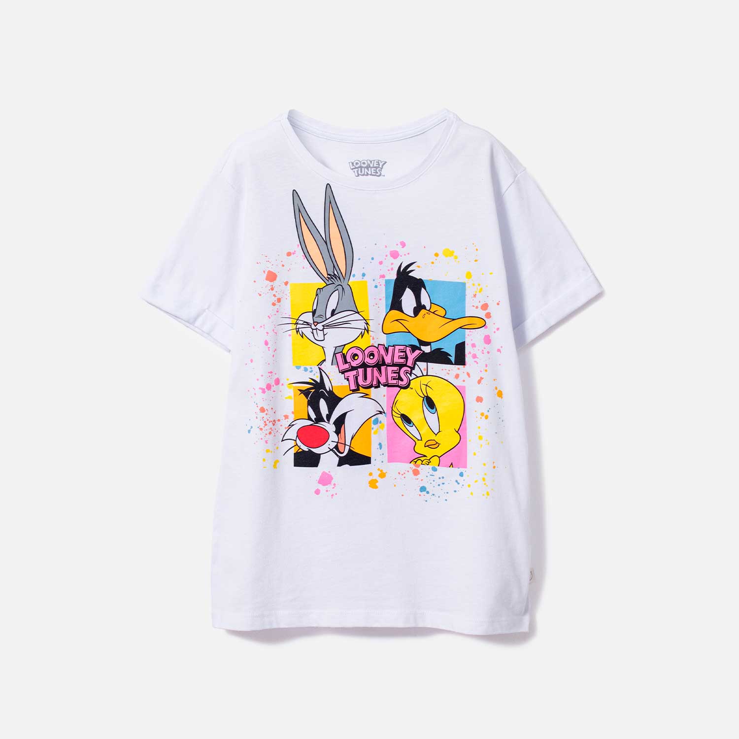 Camiseta de Looney Tunes estampada blanca para ni a