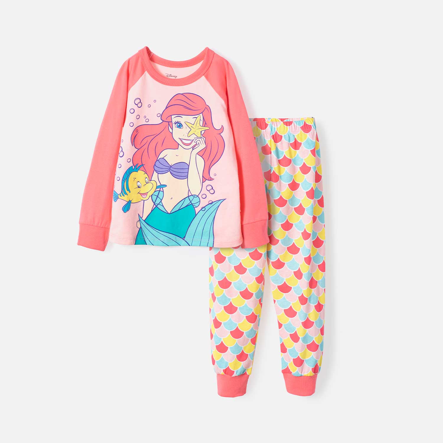 Pijama de La Sirenita multicolor con pantalón 2T a 5T