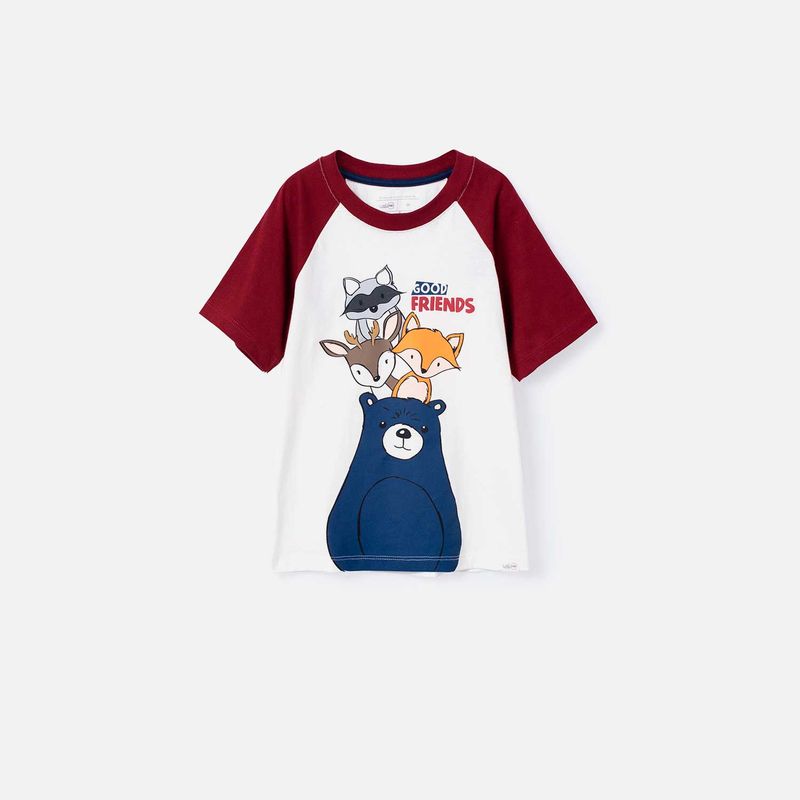 Camiseta LittleMic manga corta y marfil para niño a 5T Tienda Online MIC