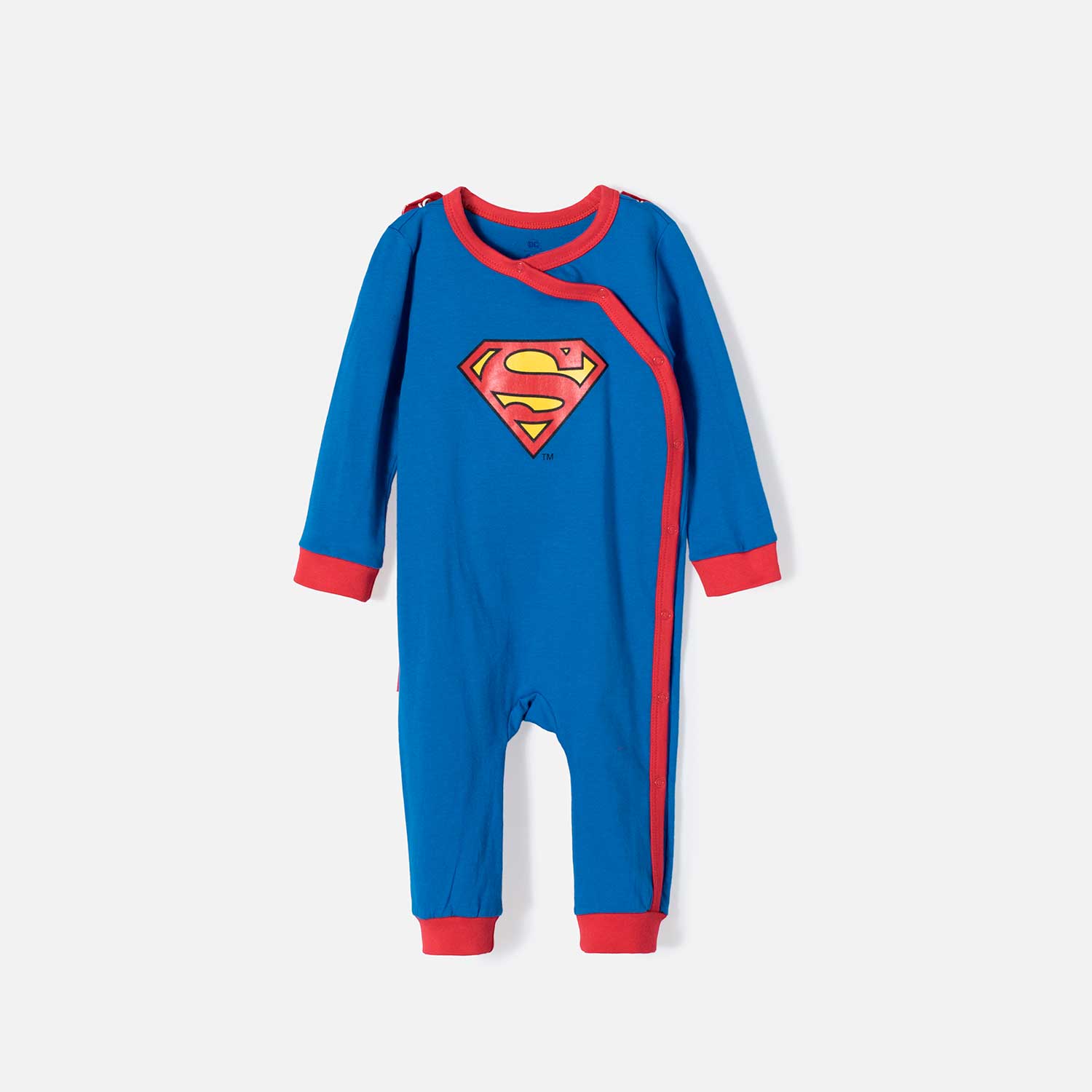 Pijama de Super-Man azul y roja tipo mameluco para bebé niño 6-9-0