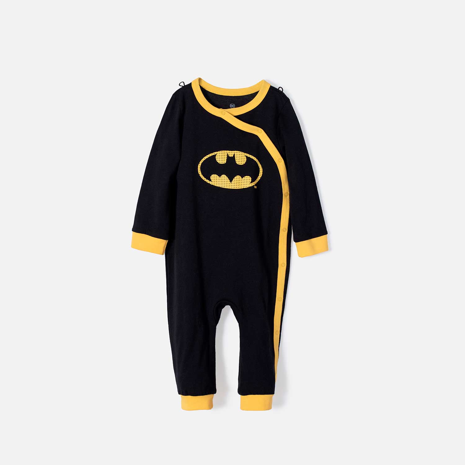 Pijama de Batman negra y amarilla tipo mameluco para bebé - Tienda